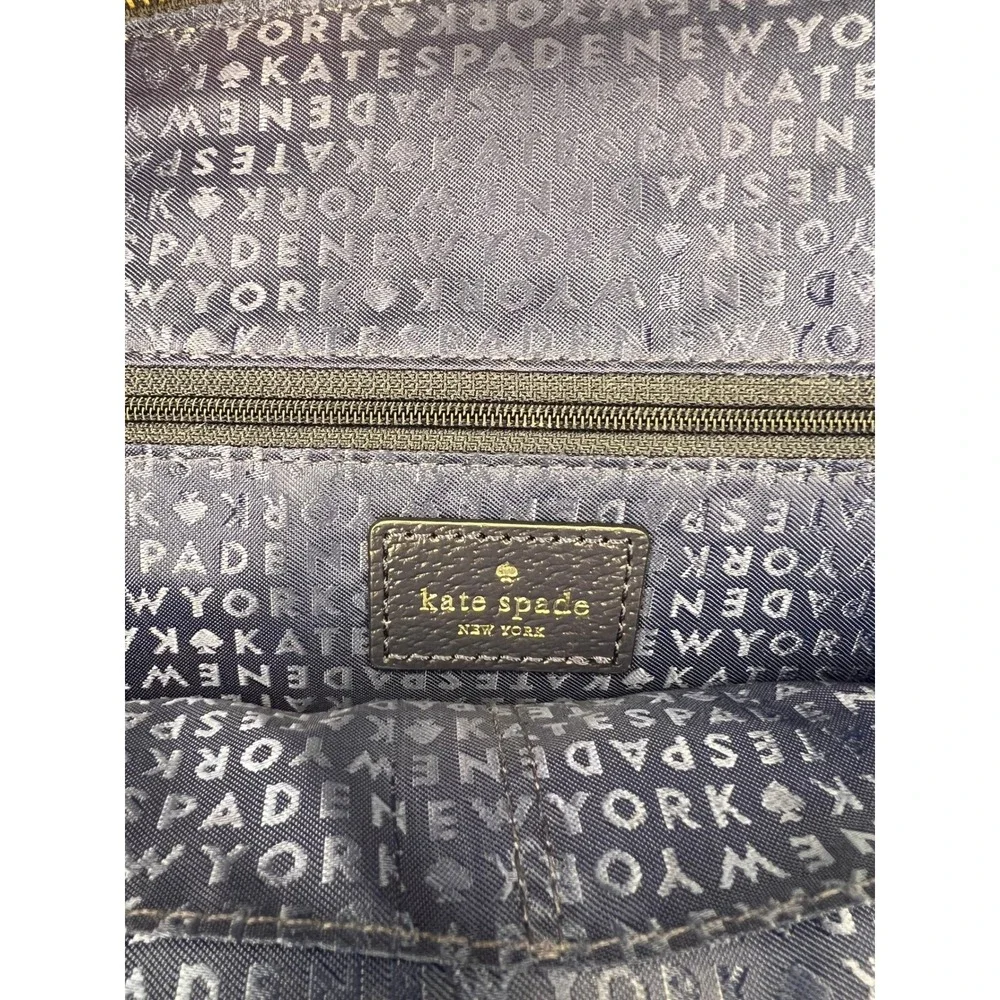 Kate Spade Navy Leather Satchel Top Handle Crossbody Bag Classic Structured Purs